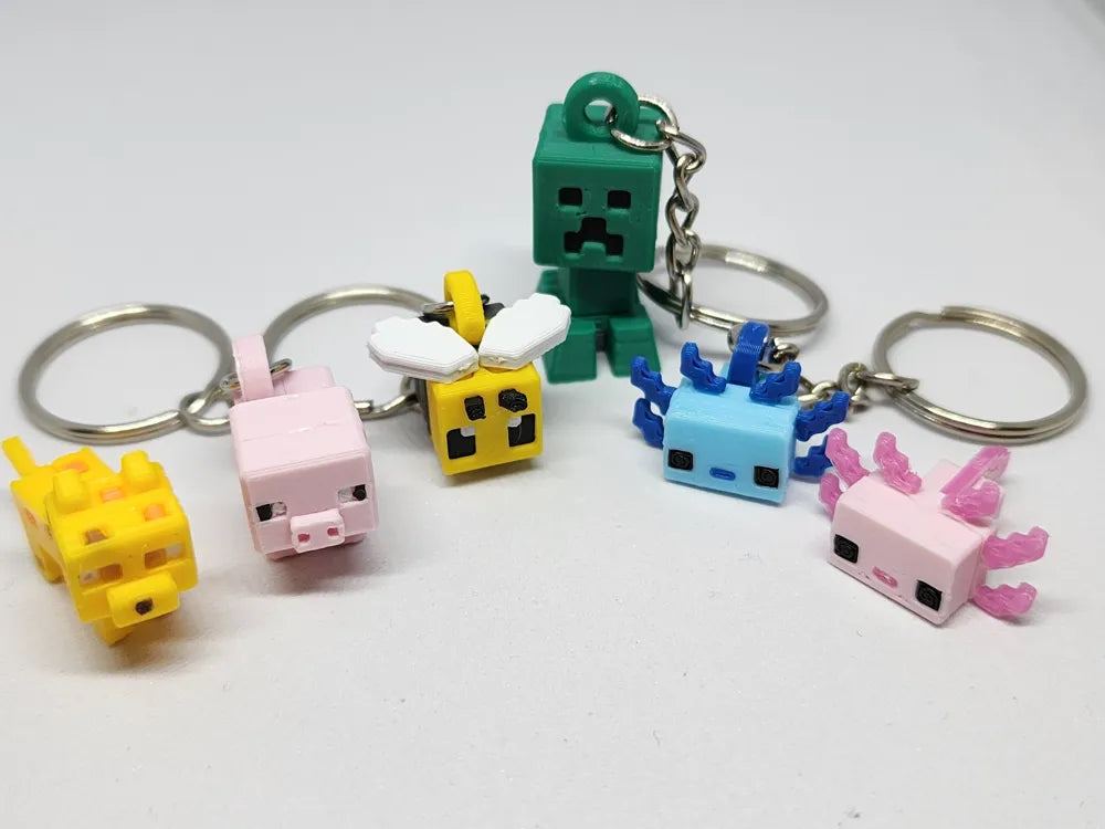 Minecraft'tan ilham alan Arı Mini Şekil Seti / Anahtarlık