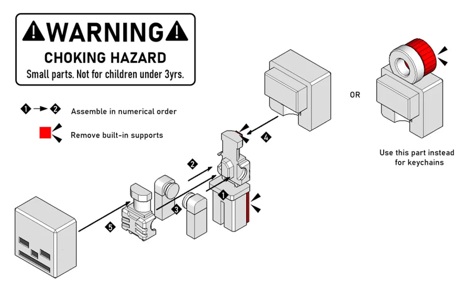Minecraft'tan ilham alan İskelet Minifigür Seti/Anahtarlık