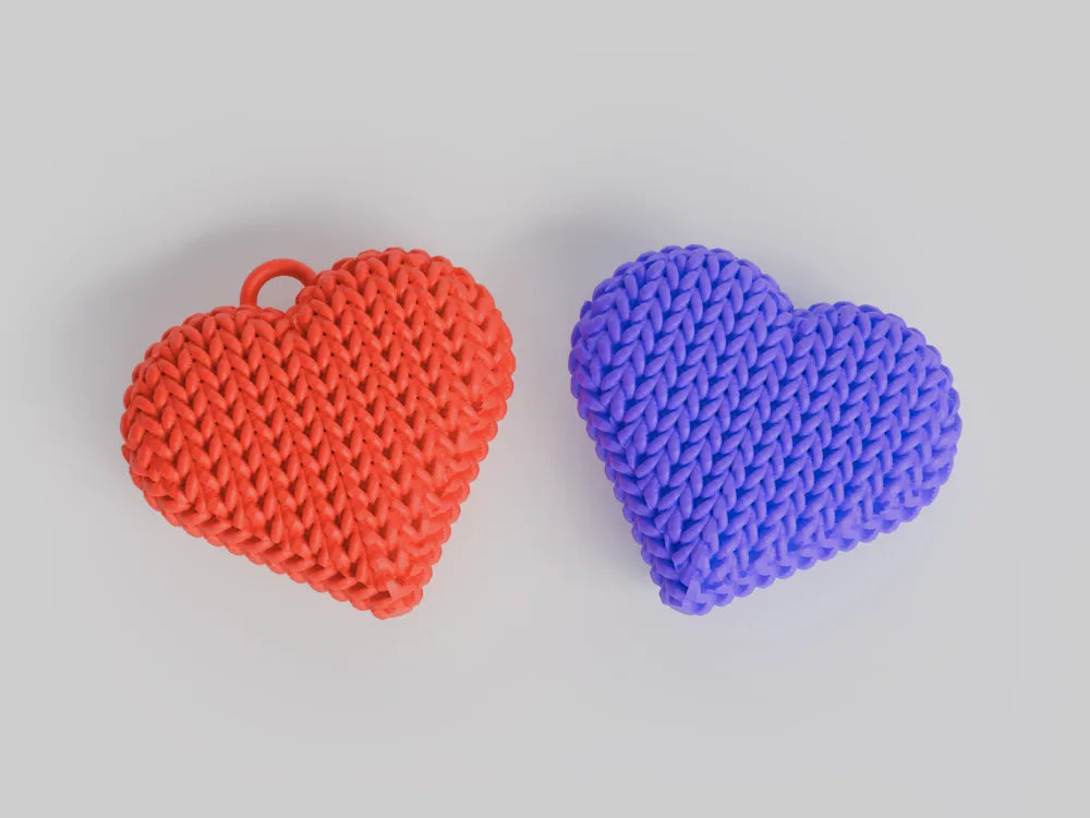 Örme Çift Taraflı Kalp Anahtarlık